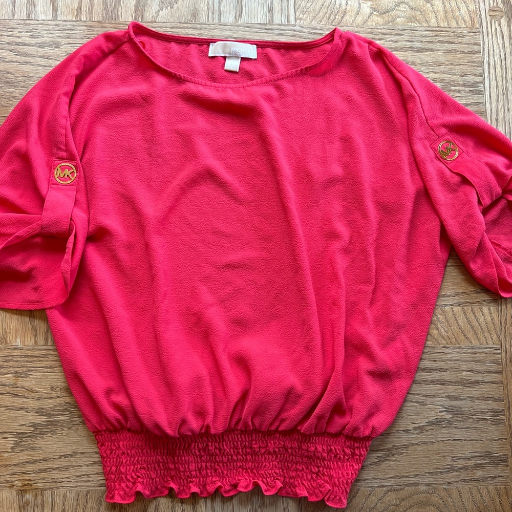 Women’s Large Michael Kors Pink Short Sleeve Blouson Top